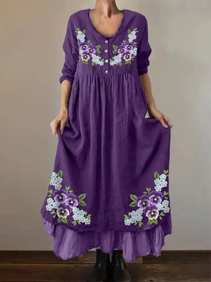 Women’s Purple Forget Me Not Print Alzheimer’s Awareness Dress Deep Purple / S