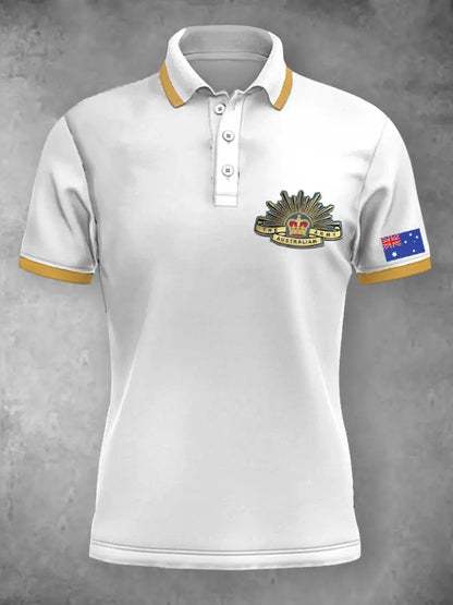 Women’s Vintage Australia Crown Patriotic Flag Emblem Printed Casual Cotton Short Sleeve Polo Shirt White / S