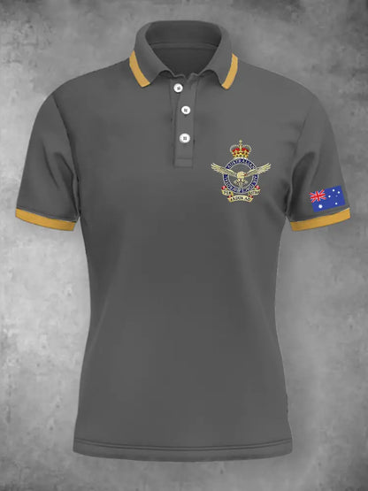 Women’s Vintage Australian Patriotic Flag Emblem Printed Casual Cotton Short Sleeve Polo Shirt Gray / S