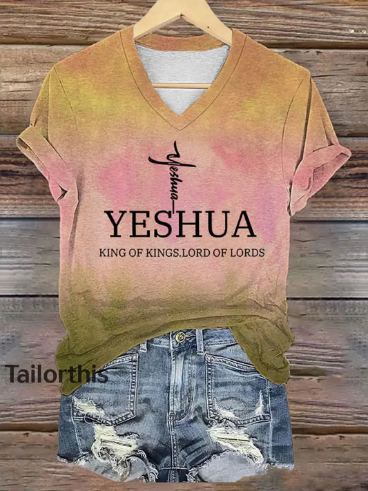 Women’s Yeshua King of Kings Lord of Lords Printed T-shirt Orange / S